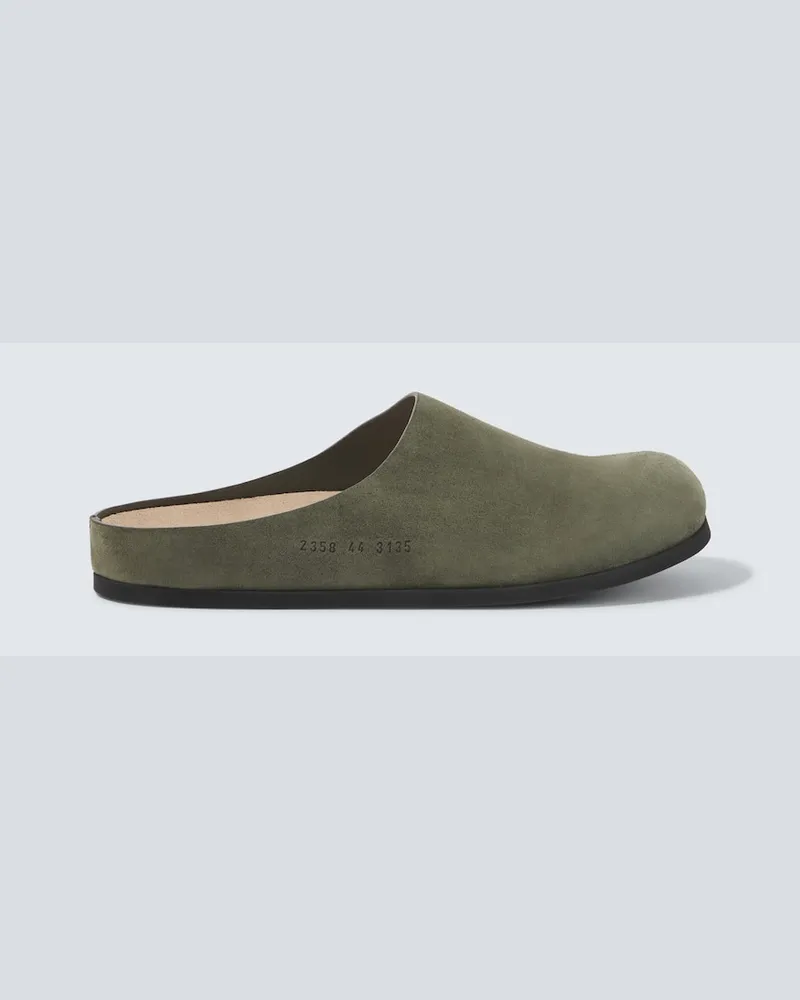 Common Projects Slippers aus Veloursleder Grün