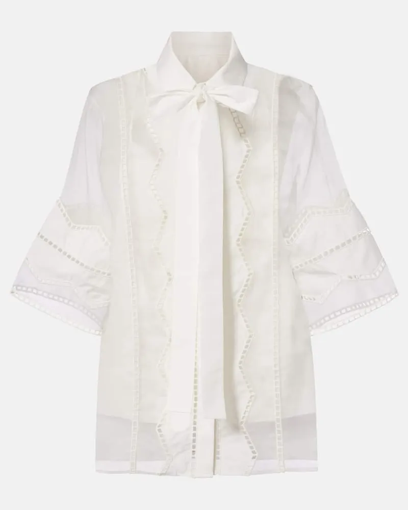 Elie Saab Bluse aus Baumwolle und Seide Weiß