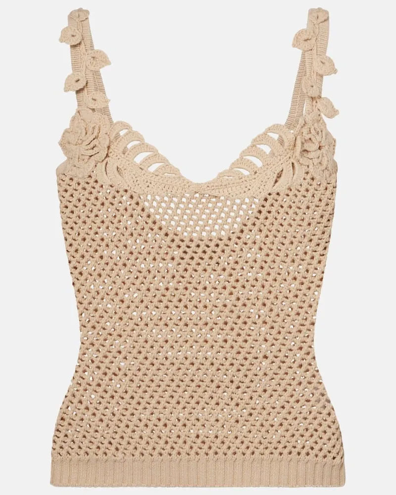 Elie Saab Top aus Häkelstrick Beige