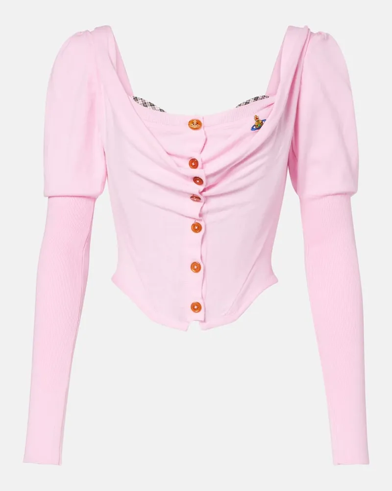 Vivienne Westwood Cardigan Bea Corset aus Baumwolle und Kaschmir Pink