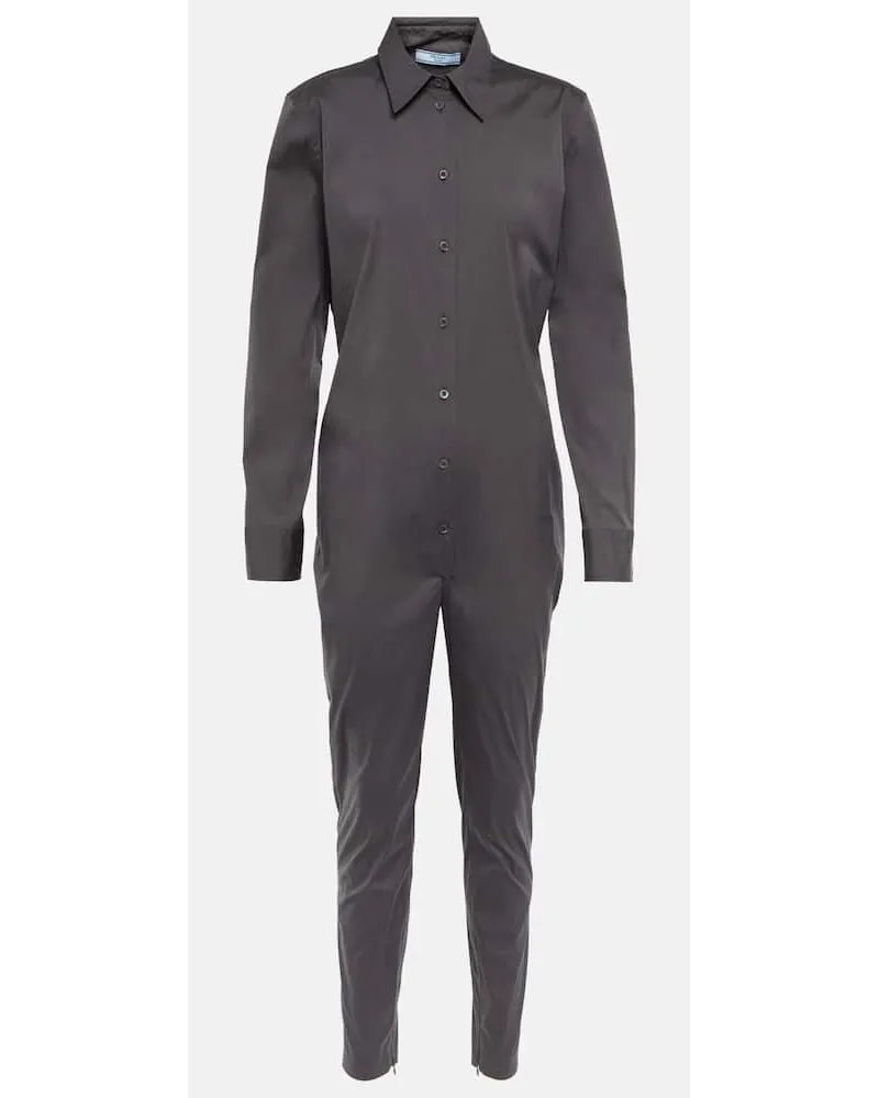 Prada Jumpsuit aus einem Baumwollgemisch Grau