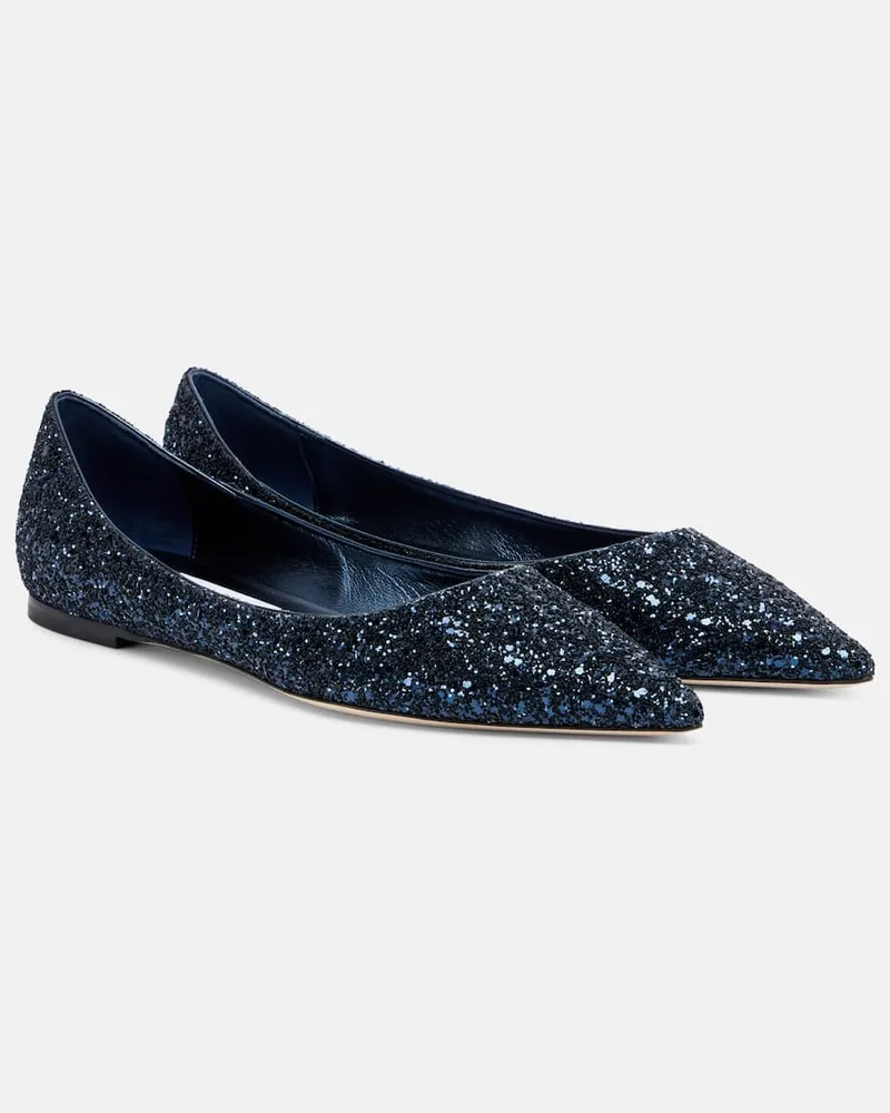 Jimmy Choo Ballerinas Love mit Glitter Blau