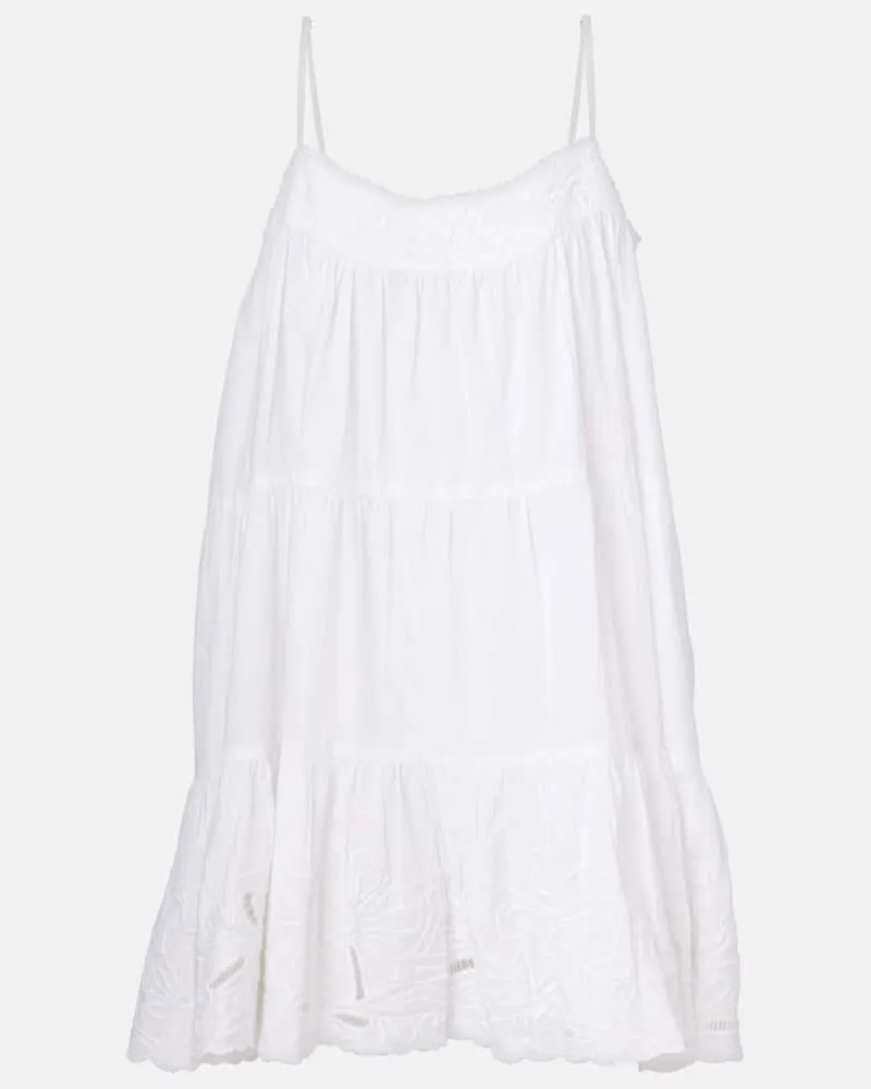 Juliet Dunn Besticktes Minikleid aus Baumwollpopeline Weiã