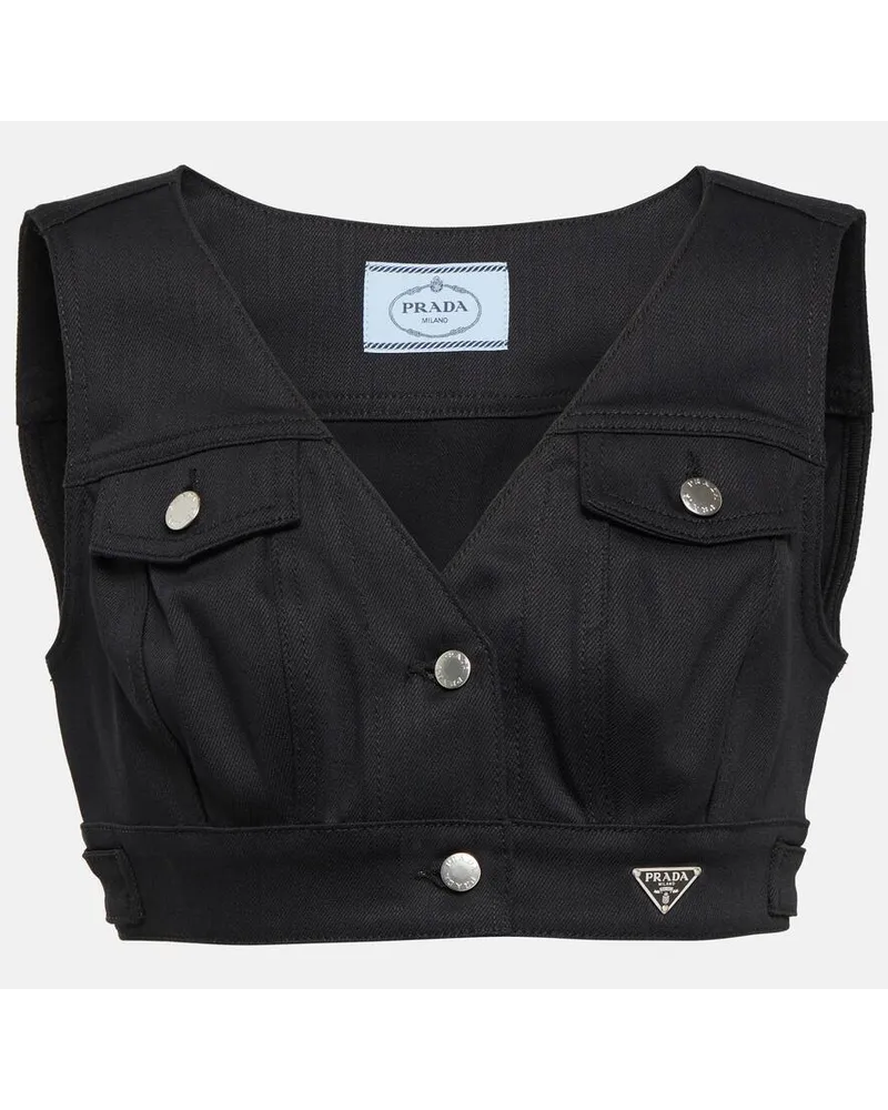 Prada Cropped-Top aus Denim Schwarz