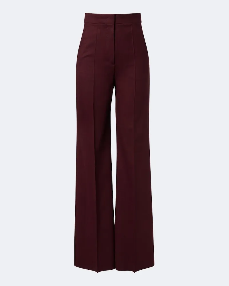 Max Mara Weite Hose aus einem Wollgemisch Burgunderrot