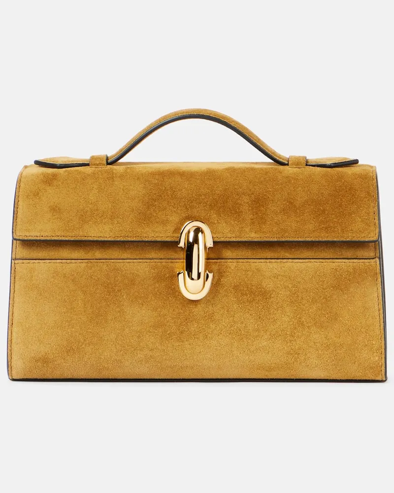 SAVETTE Tote Bag Symmetry aus Veloursleder Braun