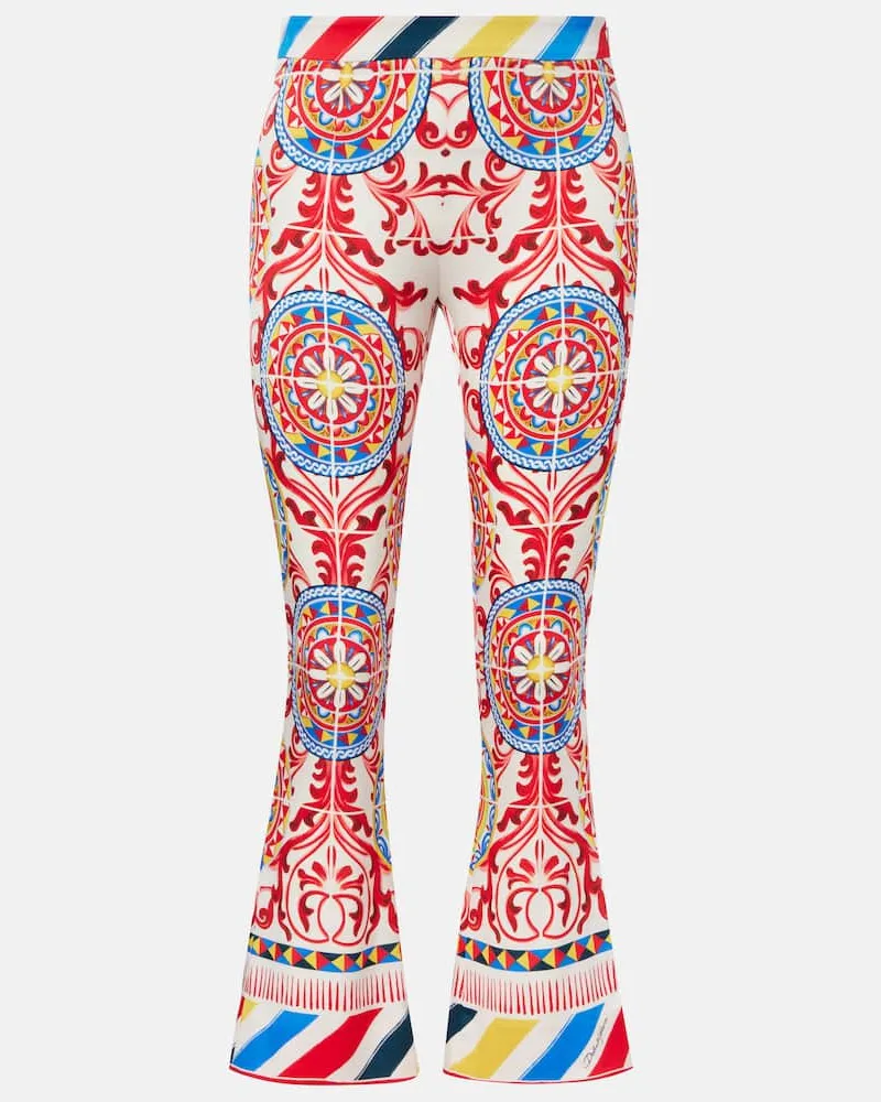 Dolce & Gabbana Bedruckte Schlaghose aus einem Seidengemisch Multicolor