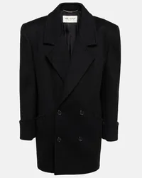 Saint Laurent Mantel aus Wolle Schwarz