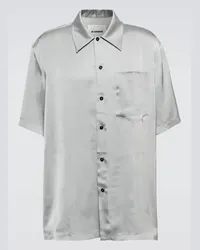 Jil Sander Hemd Shirt 36 aus Satin Grau