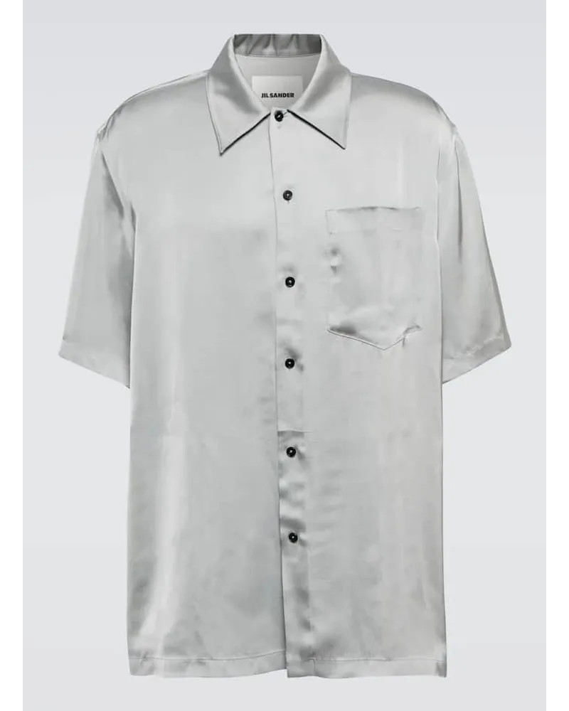 Jil Sander Hemd Shirt 36 aus Satin Grau