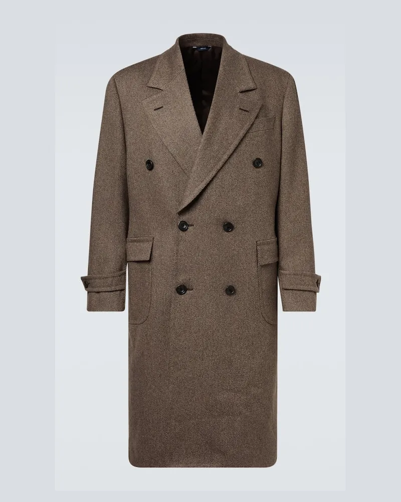 Thom Sweeney Mantel aus Woll-Twill Braun