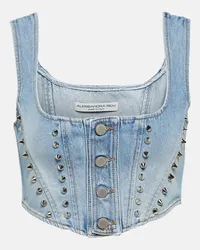 Alessandra Rich Cropped-Top aus Denim Blau