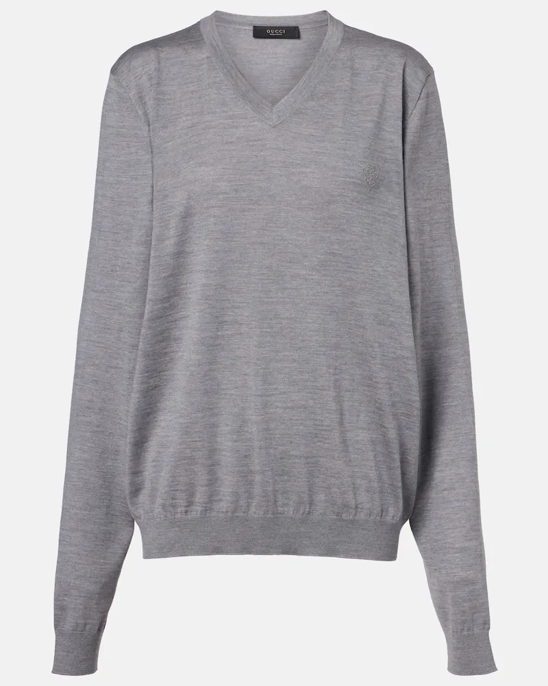Gucci Oversize-Pullover aus Wolle Grau