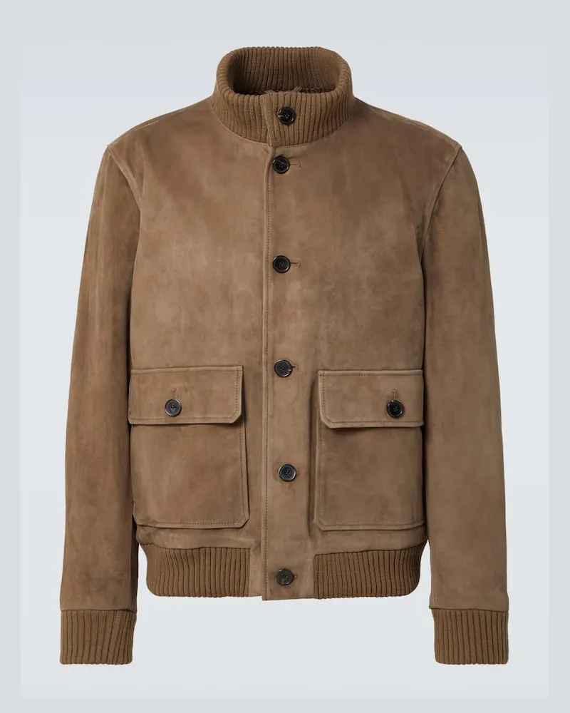 Frame Denim Bomberjacke aus Veloursleder Braun