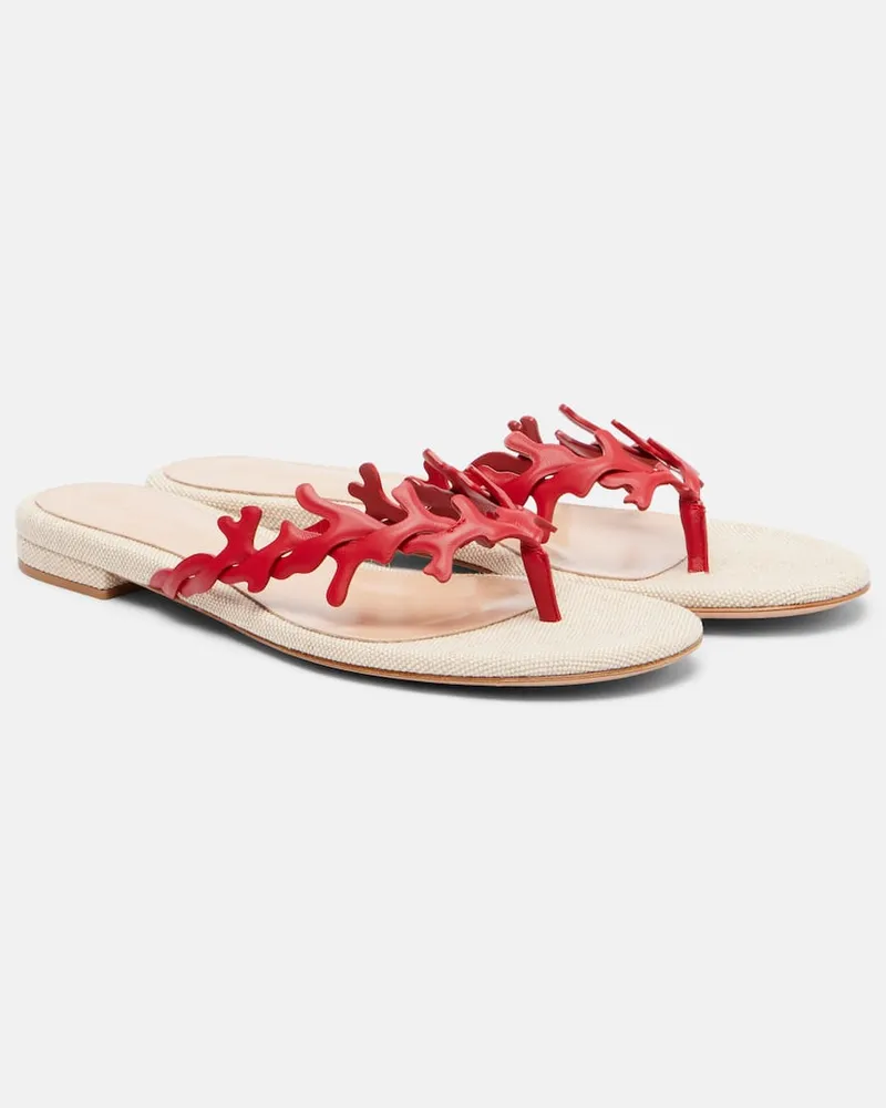 Gianvito Rossi Sandalen aus Canvas und Leder Rot