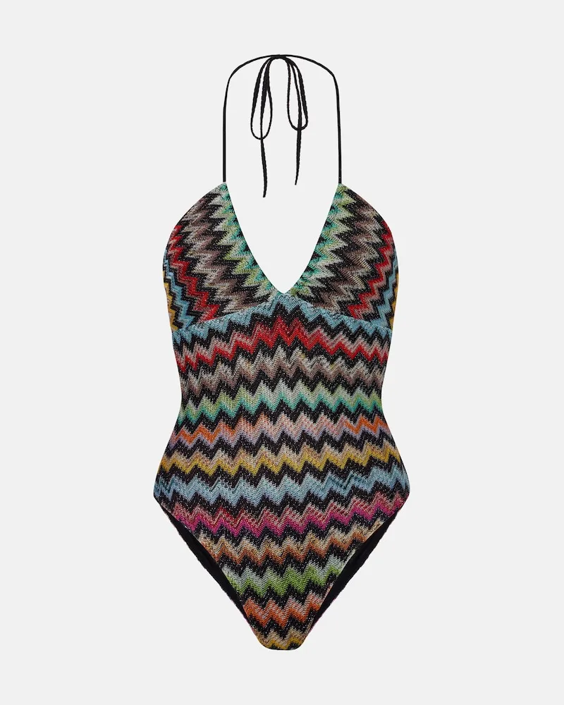 Missoni Badeanzug Zigzag aus Häkelstrick Multicolor