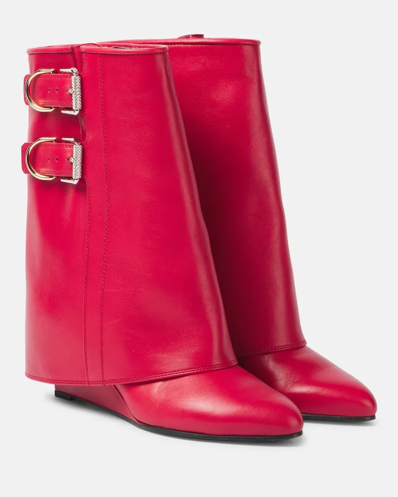 Givenchy Stiefel Shark Lock Buckles aus Leder Rot