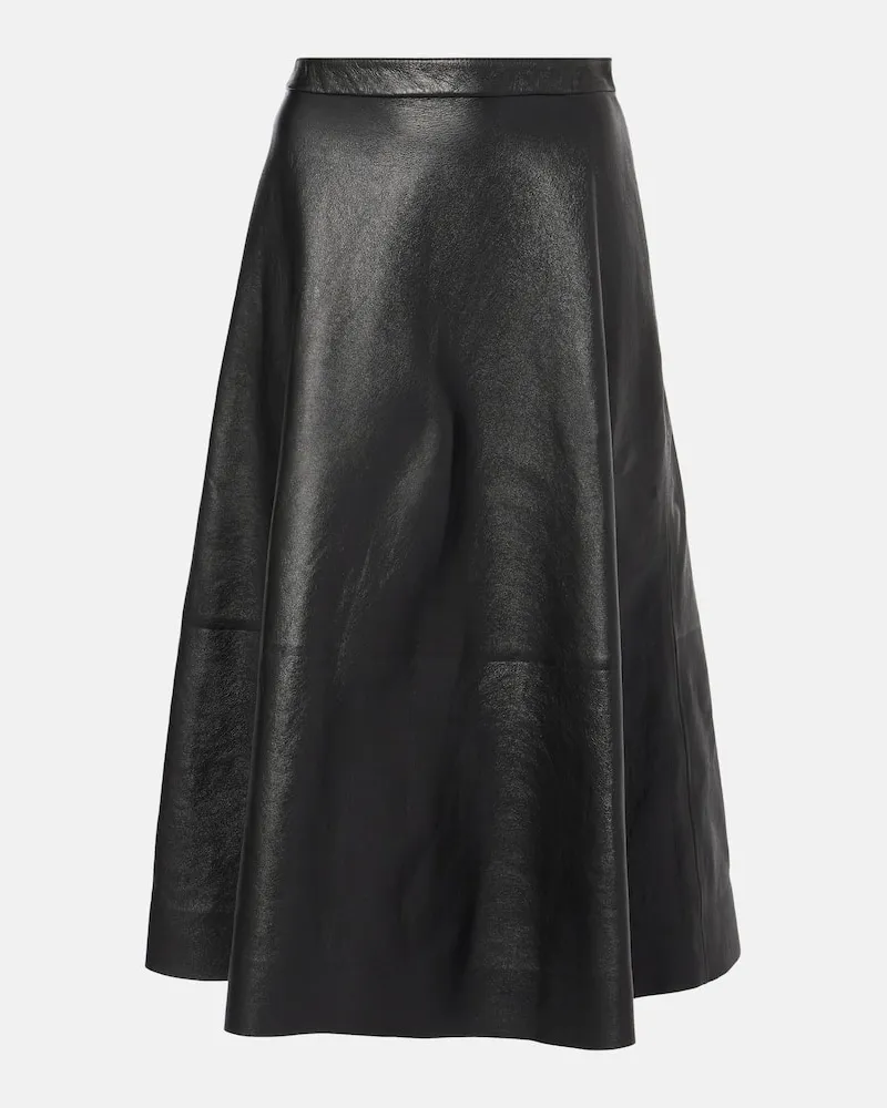 Balenciaga Midirock aus Leder Schwarz