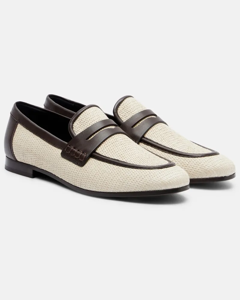 Brunello Cucinelli Loafers Woven mit Leder Beige