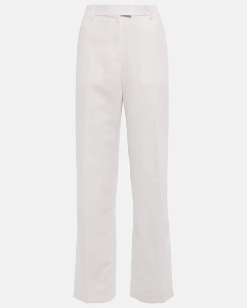 Aya Muse Hose Polaris aus Leinen und Baumwolle Weiß