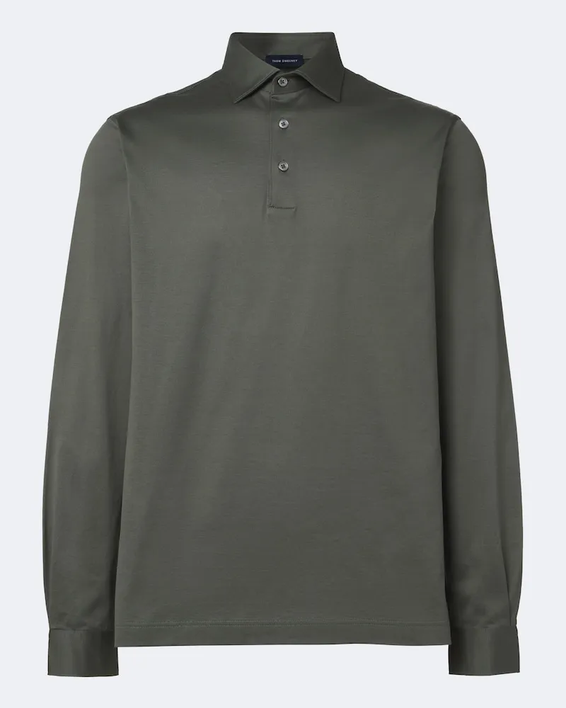 Thom Sweeney Poloshirt aus Baumwoll-Jersey Grün