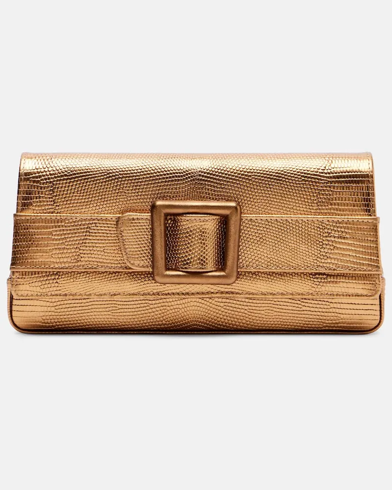 Manolo Blahnik Clutch Maygot aus Metallic-Leder Gold