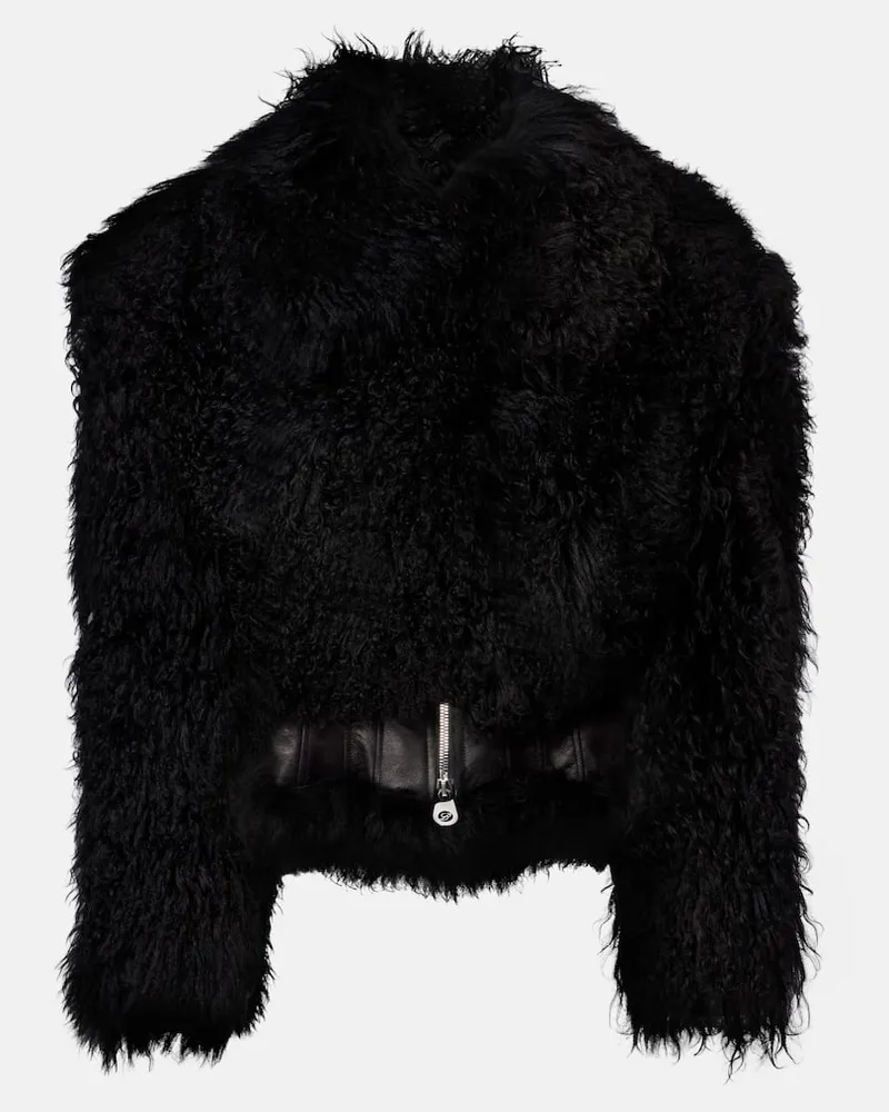 Blumarine Lederjacke aus Shearling Schwarz