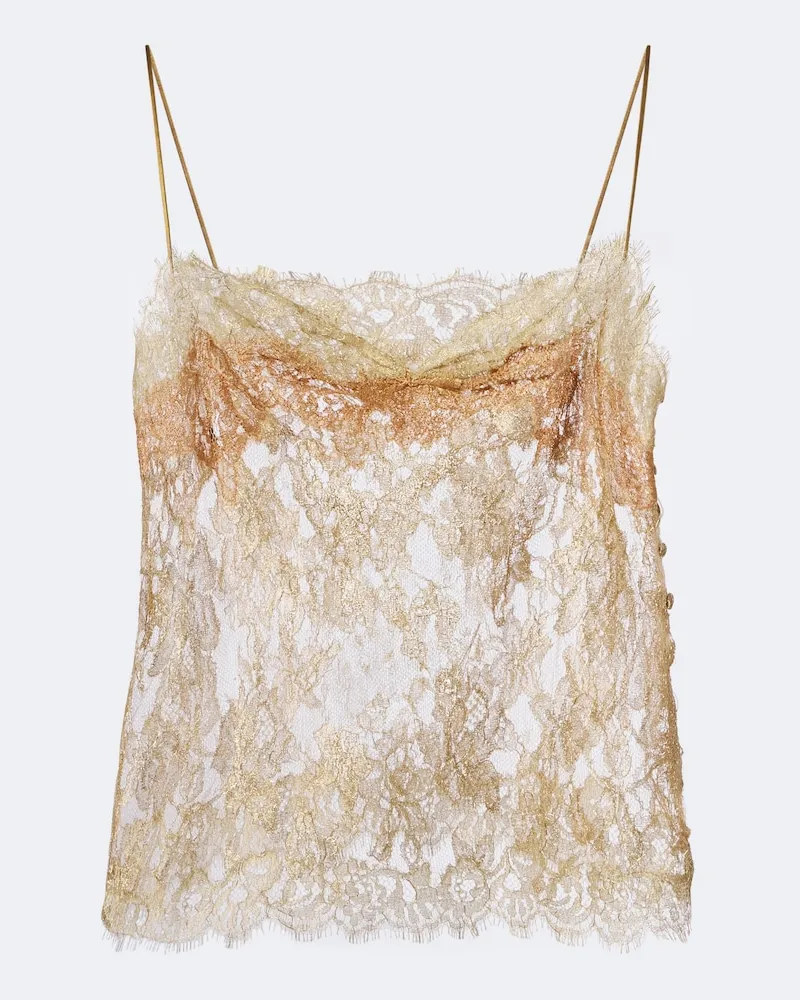 Saint Laurent Top aus Spitze Gold