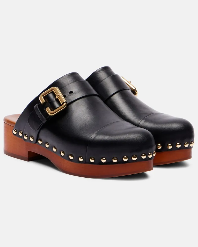 Chloé Chloé Verzierte Clogs Jeannette aus Leder Schwarz