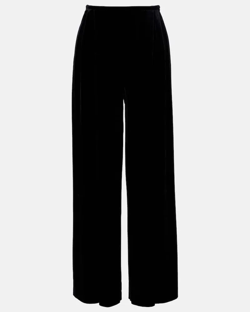 Norma Kamali High-Rise-Hose aus Samt Schwarz