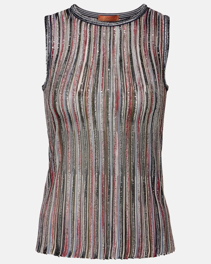 Missoni Top aus Häkelstrick mit Pailletten Multicolor