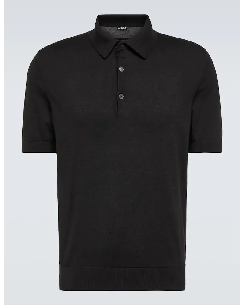 Ermenegildo Zegna Polohemd aus Baumwoll-Piqué Schwarz