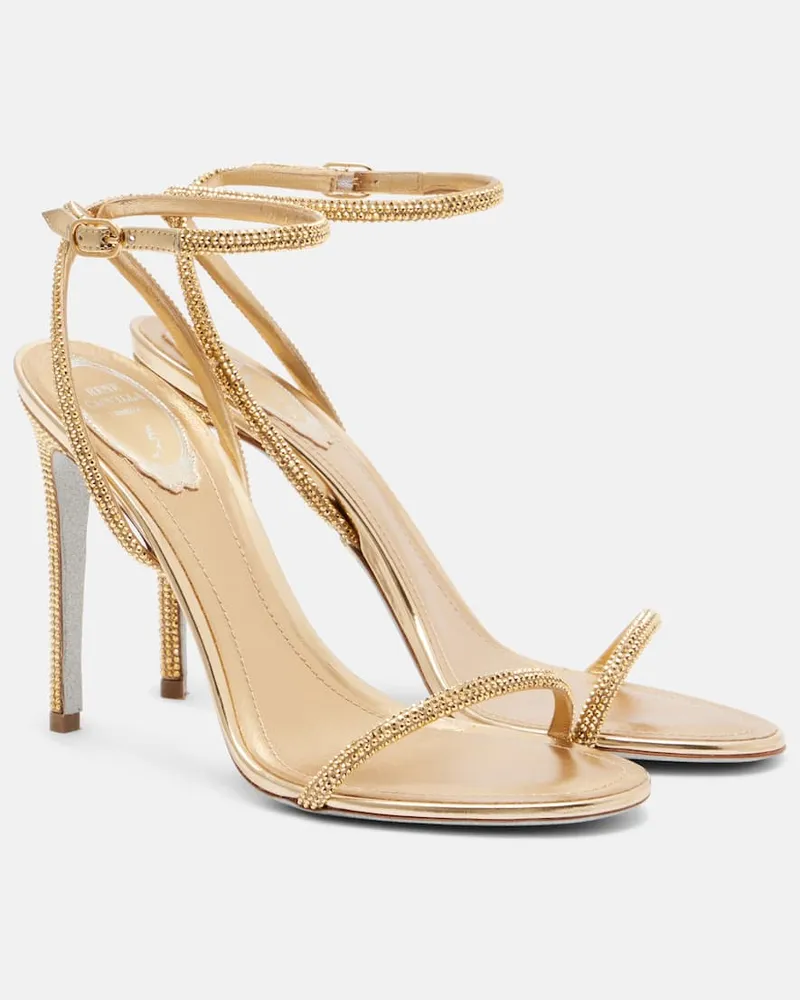 René Caovilla Pantoletten Ellabrita mit Kristallen Gold