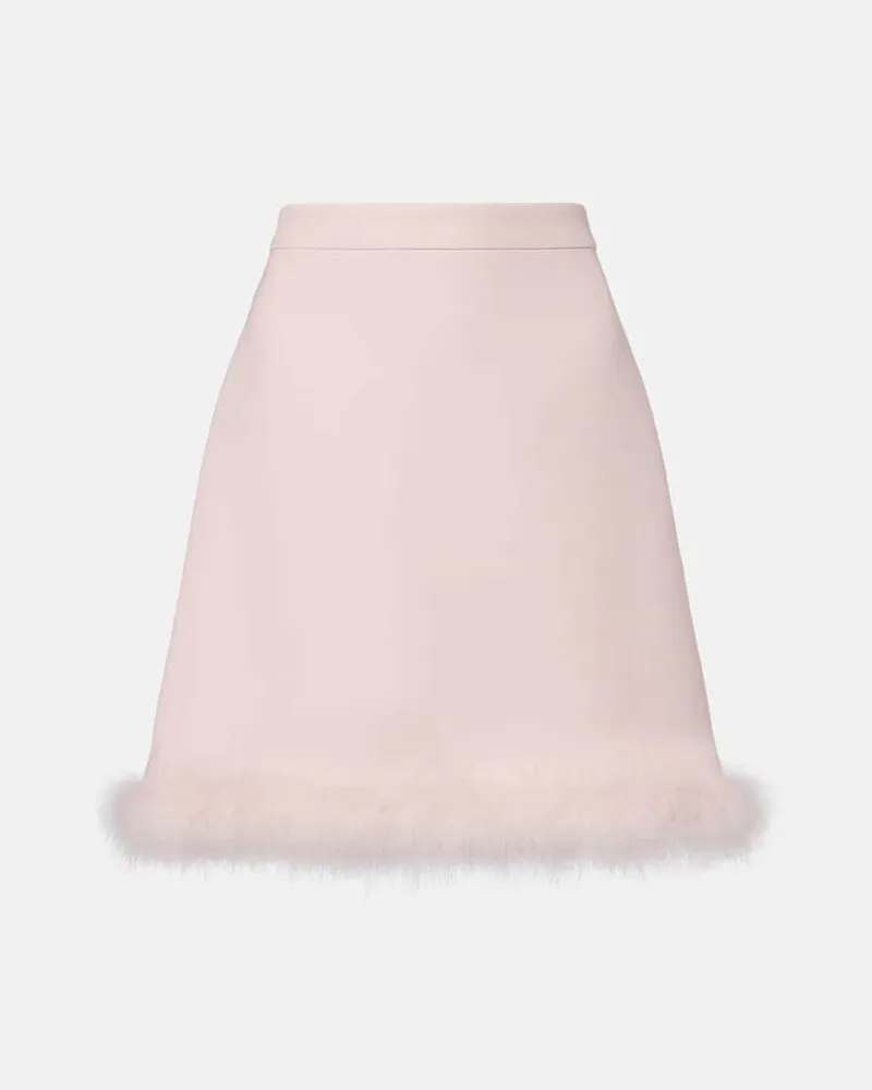 Valentino Garavani Minirock aus Crepe Couture mit Federn Pink