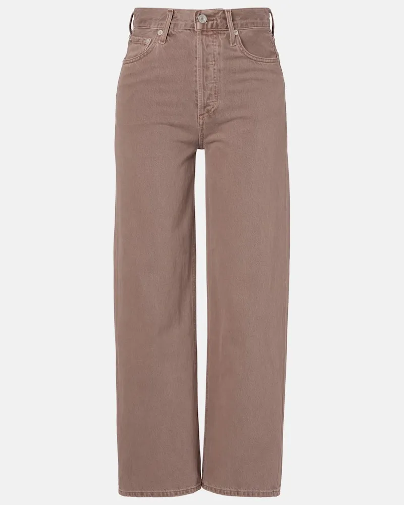 AGOLDE High-Rise Wide-Leg Jeans Braun