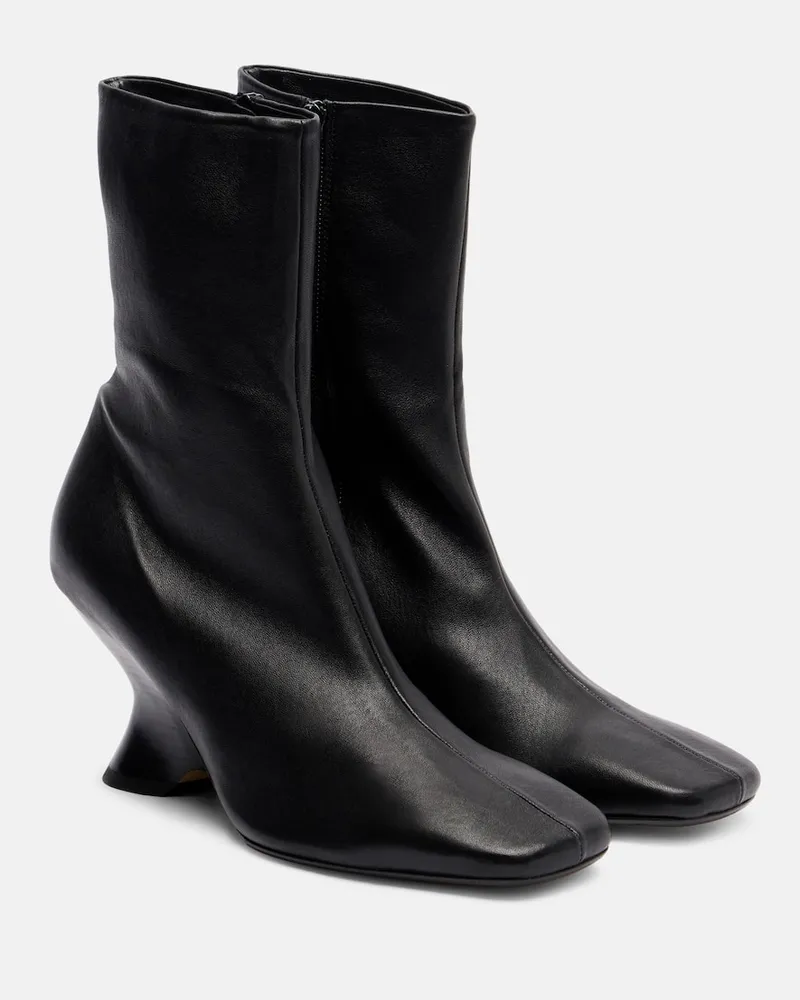 Dries van Noten Ankle Boots 75 aus Leder Schwarz