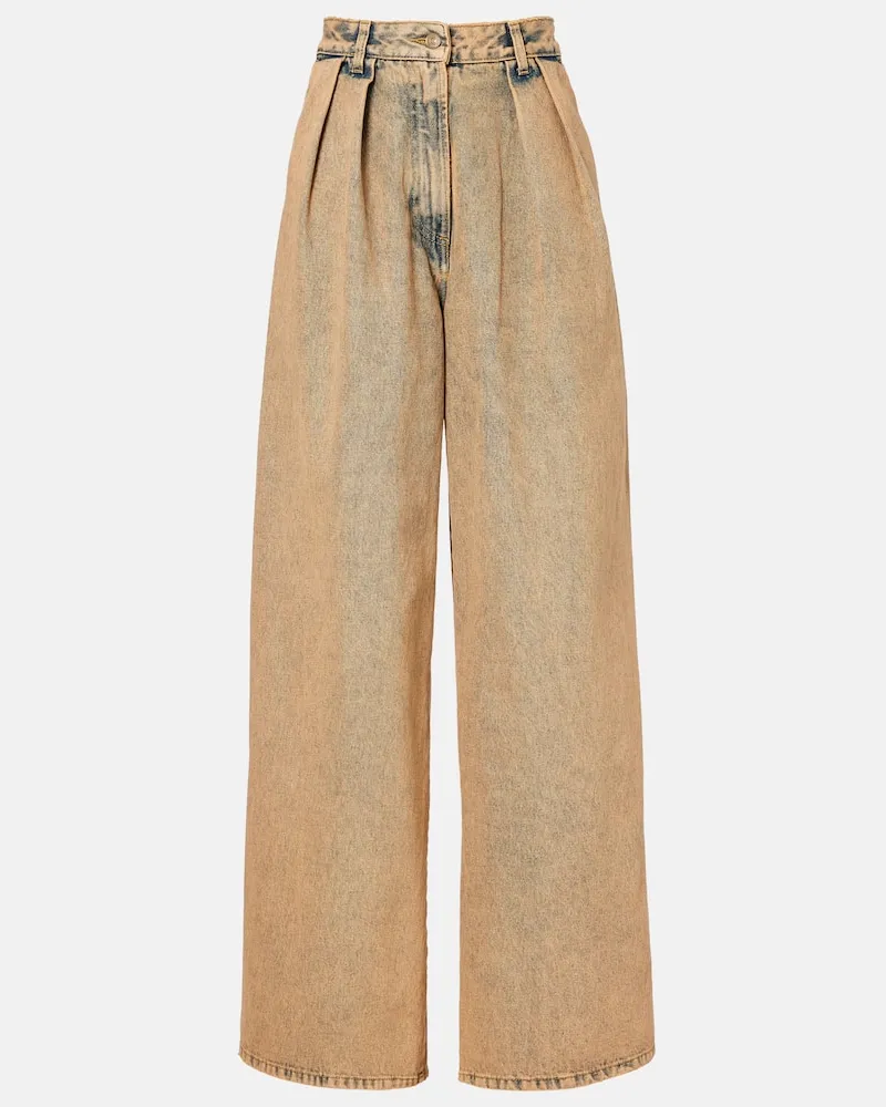 Alanui Wide-Leg Jeans Desert Rose Beige