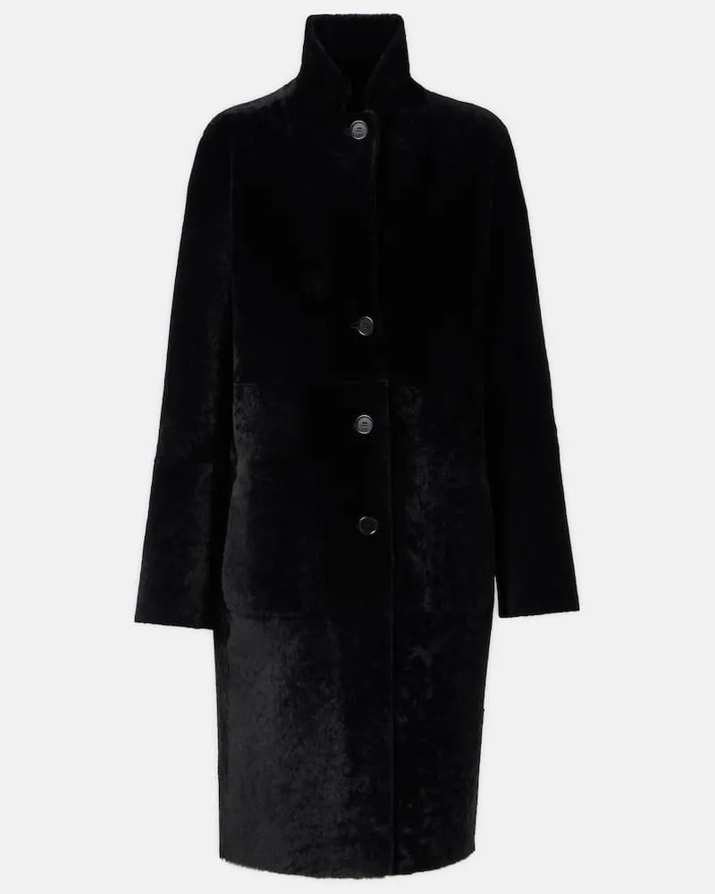 Joseph Wendbarer Mantel aus Shearling und Leder Schwarz