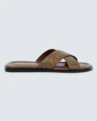 Versace Sandalen Greca aus Leder Braun