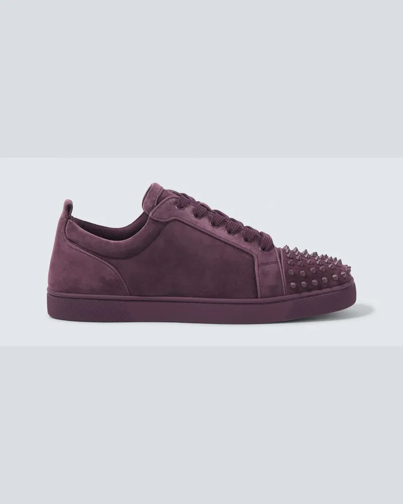 Christian Louboutin Sneakers Louis Junior Spikes aus Veloursleder Violett