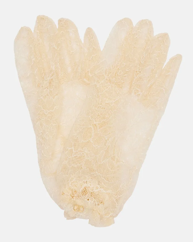 Valentino Garavani Handschuhe VLogo aus Spitze Weiß
