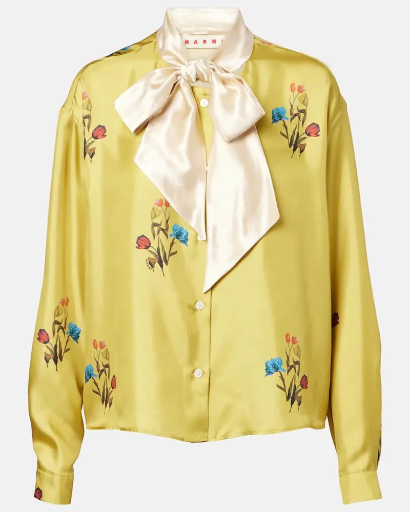 Marni Schluppenbluse aus Seidensatin Gelb