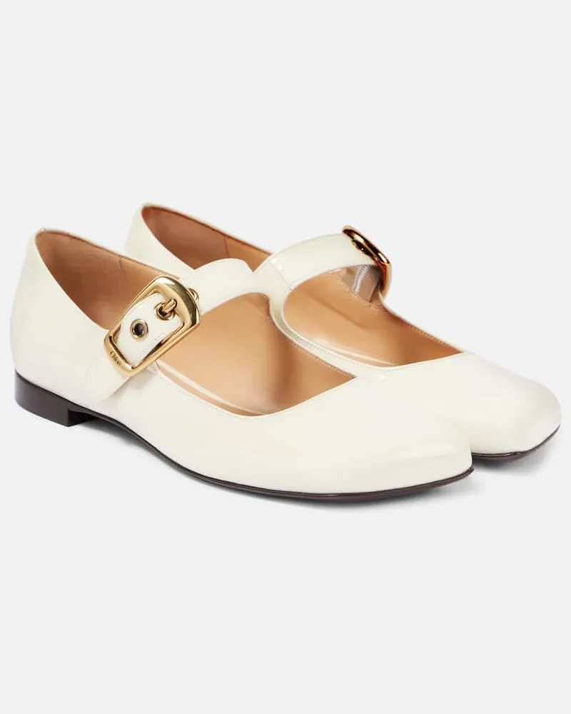 Chloé Chloé Mary-Jane-Ballerinas Polly aus Lackleder Weiß