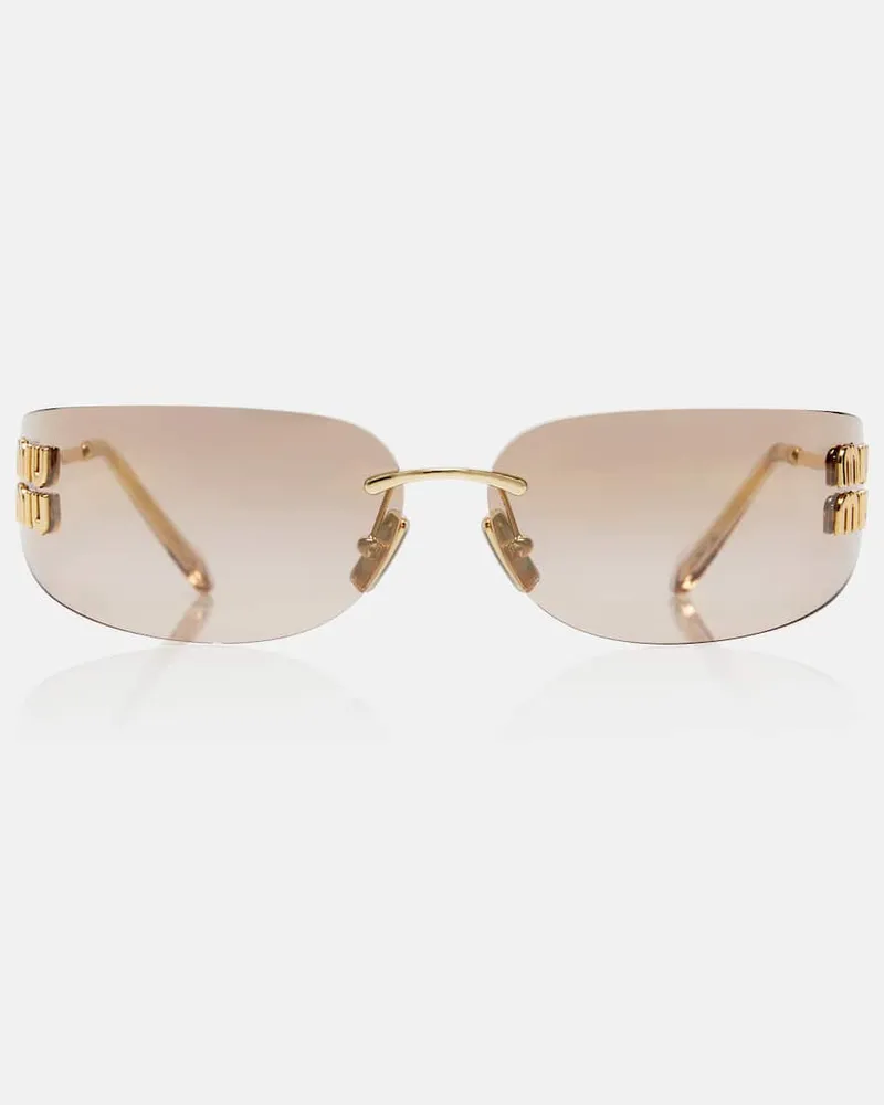 Miu Miu Ovale Sonnenbrille Gold