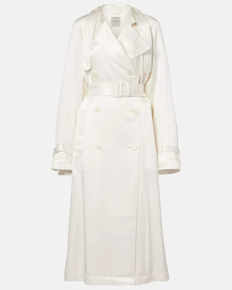 Totême Trenchcoat aus Satin Weiß