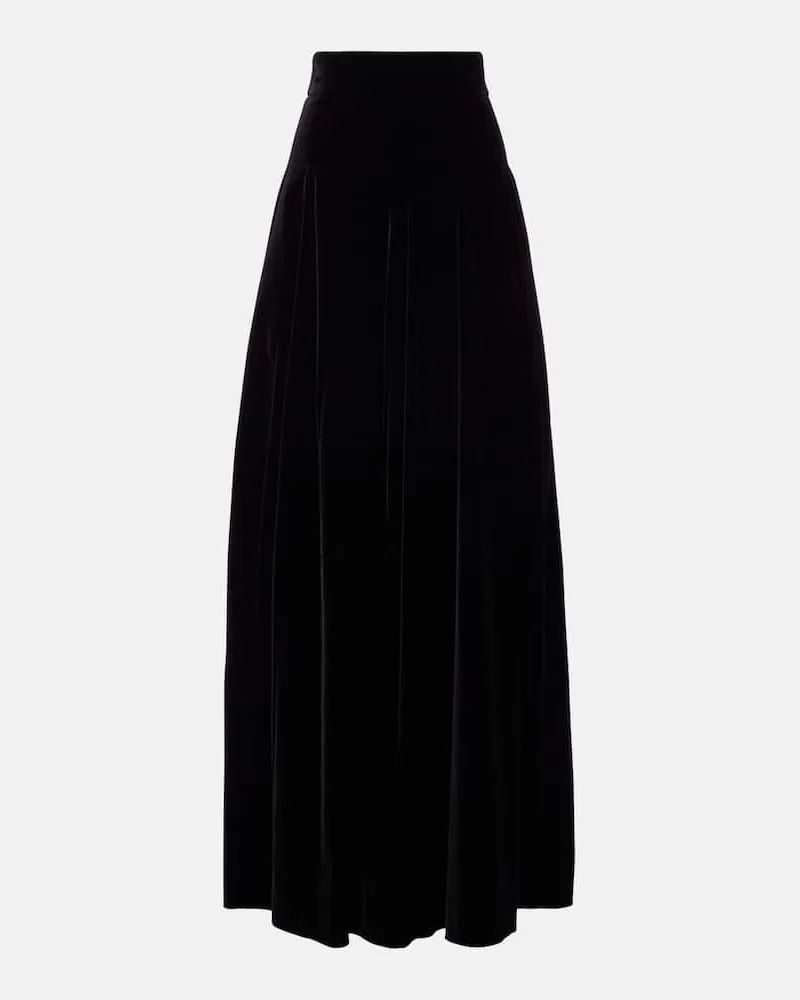 Max Mara Maxirock aus Baumwollsamt Schwarz
