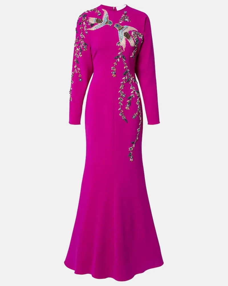 COSTARELLOS Robe Marla aus Crêpe mit Kristallen Violett