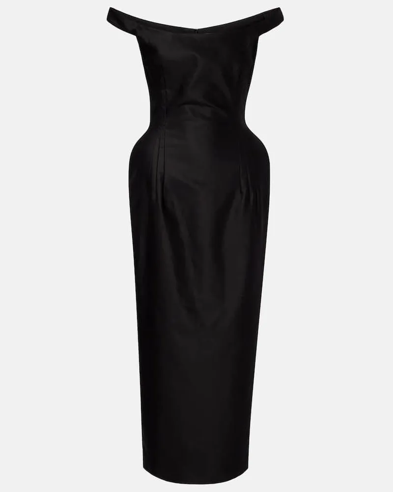 Magda Butrym Off-Shoulder-Kleid aus Baumwolle Schwarz