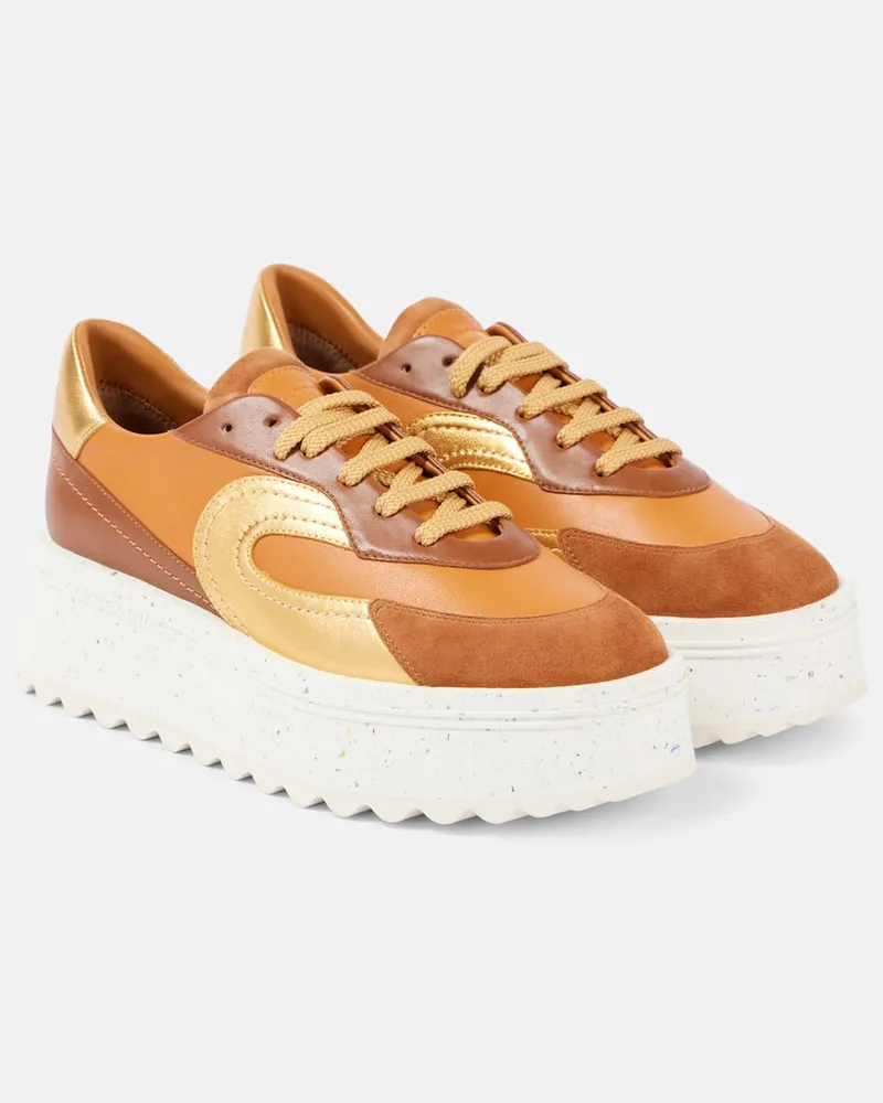 Robert Clergerie Plateau-Sneakers Awake aus Leder Braun