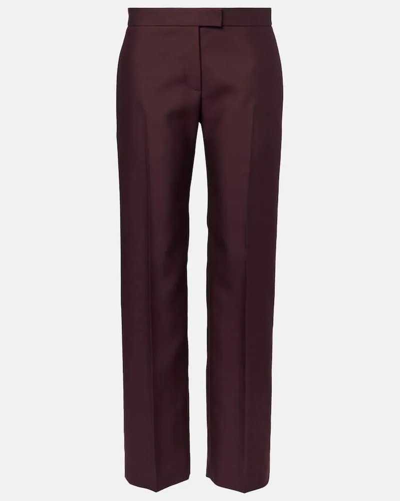 KHAITE Gerade Hose Callen aus Wolle und Seide Burgunderrot